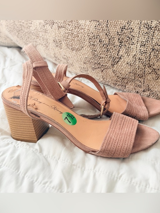Penny Loves Kenny Shoes - Penny Loves Kenny Tan Suede Block Heel Sandals
